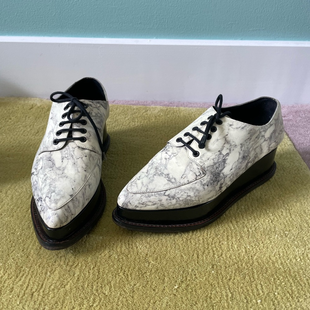 Opening Ceremony platform marbled pointy toe oxfords